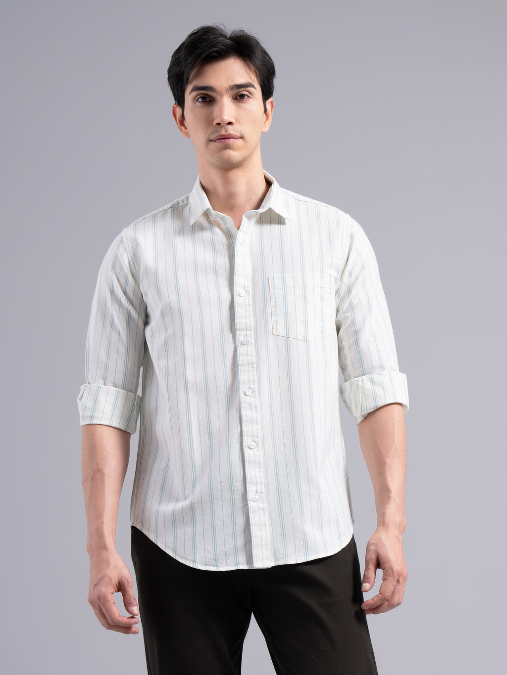 Classic Multi-Stripe Cotton Shirt – Blue
