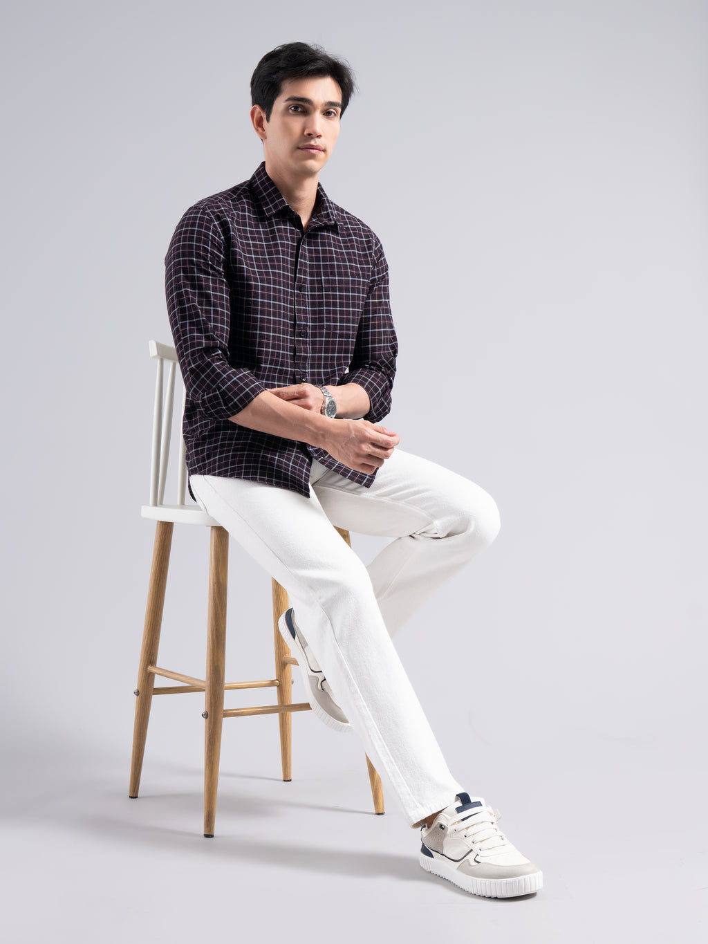 Classic Check Cotton Shirt – Maroon