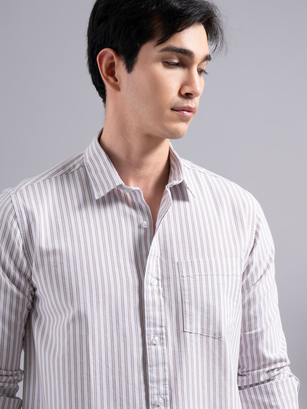 Double-Stripe Cotton Shirt – Maroon