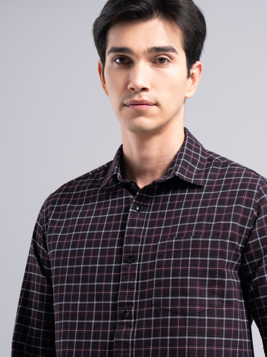 Classic Check Cotton Shirt – Maroon