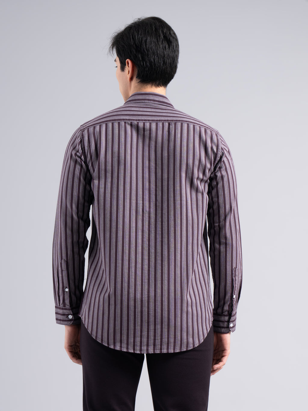 Classic Pinstripe Cotton Shirt – Maroon