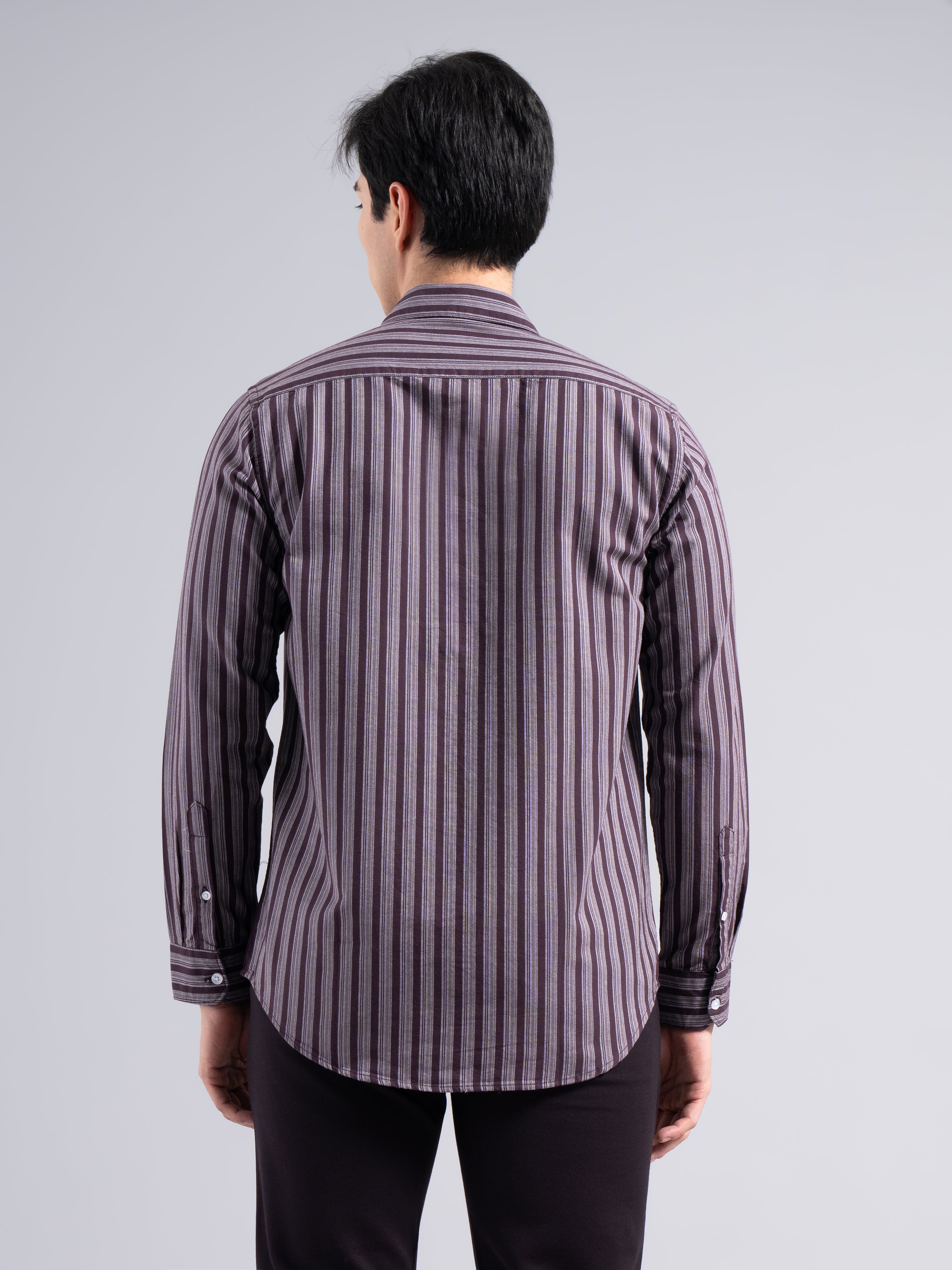 Classic Pinstripe Cotton Shirt – Maroon