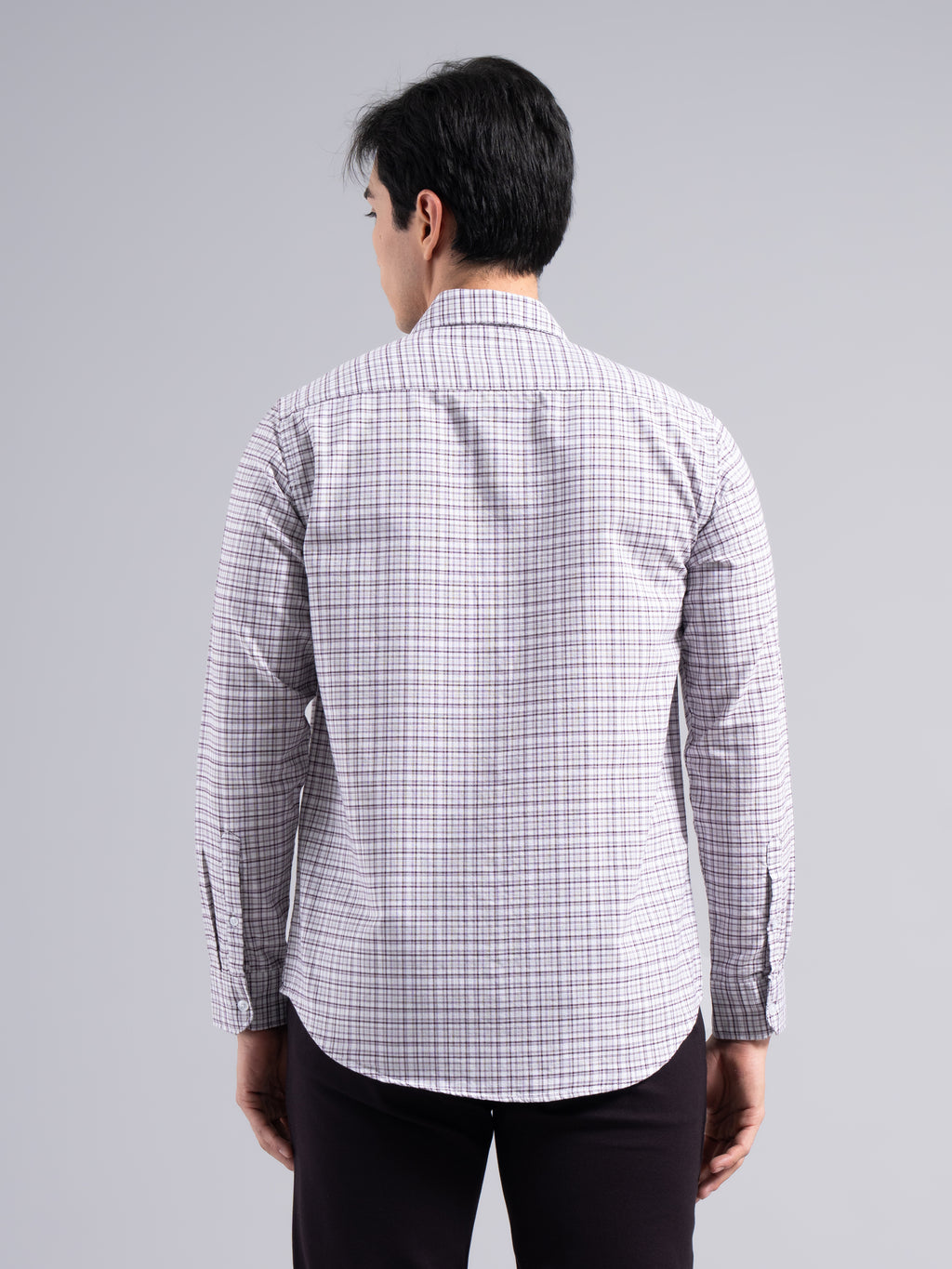 Soft Pastel-Check Cotton Shirt – Purple