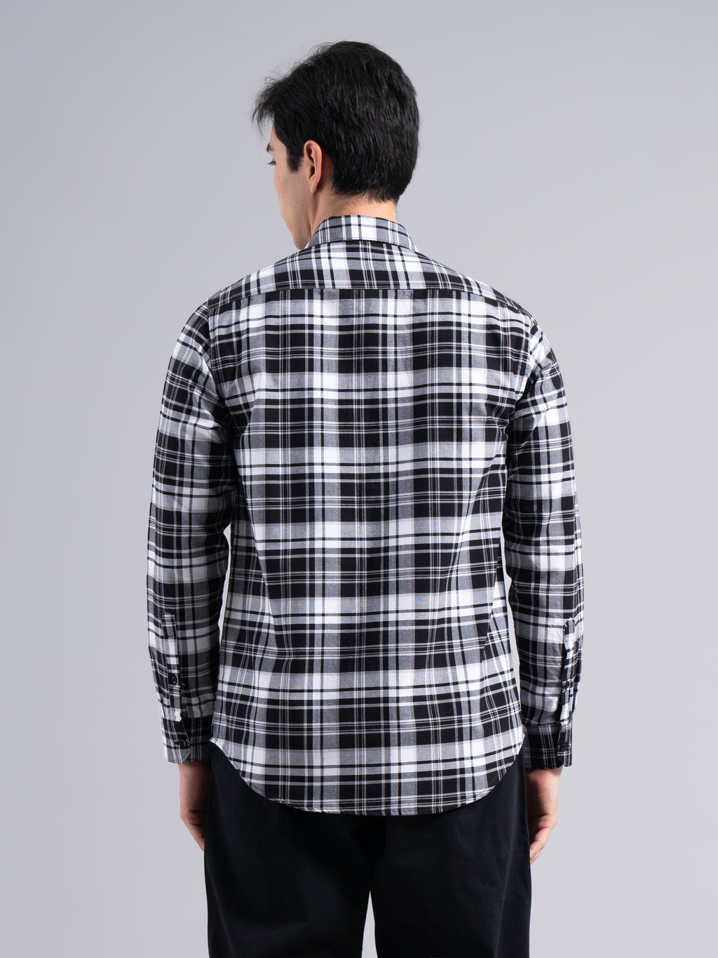 Big-Check Cotton Shirt – Black