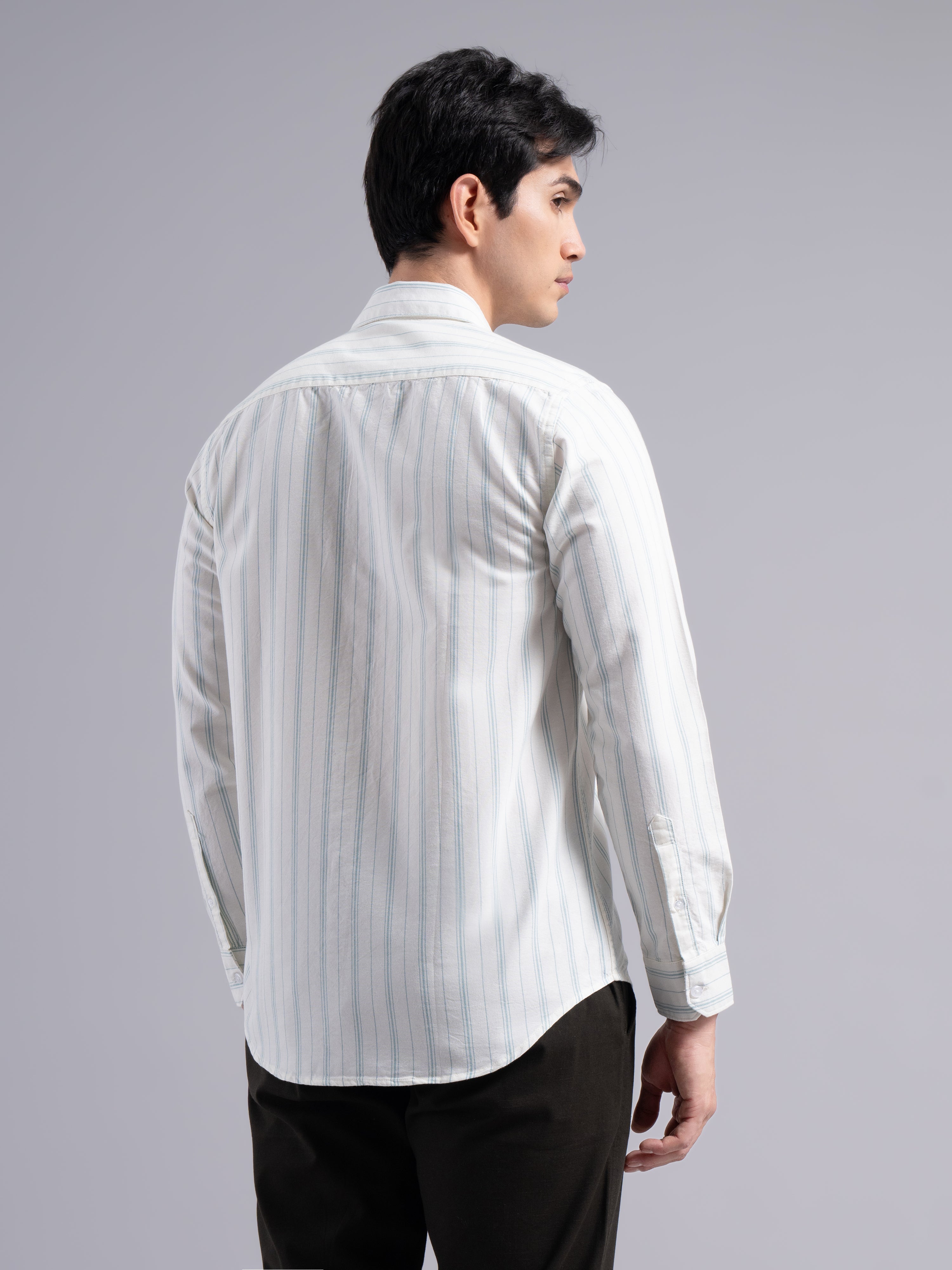 Classic Multi-Stripe Cotton Shirt – Blue