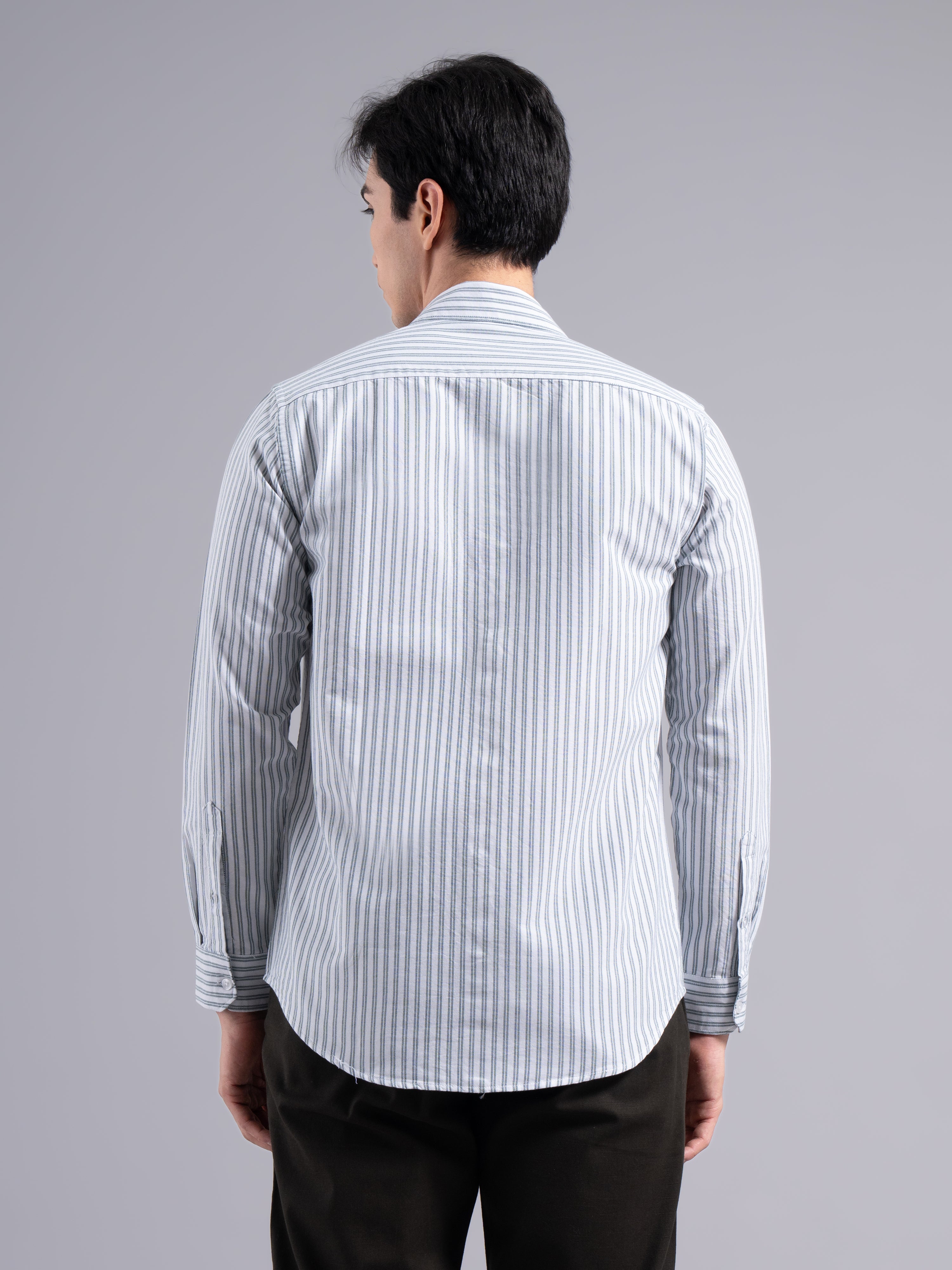 Double-Stripe Cotton Shirt – Blue