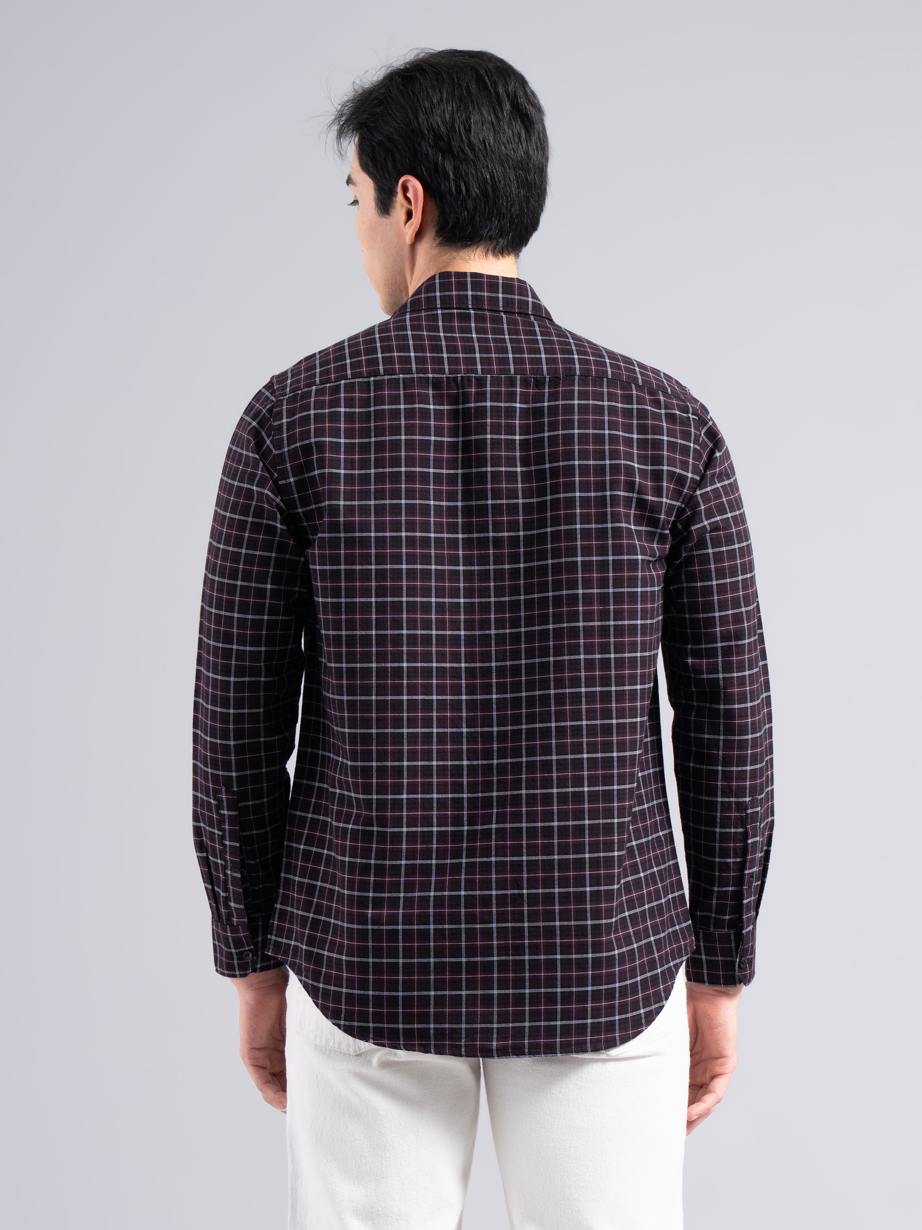 Classic Check Cotton Shirt – Maroon