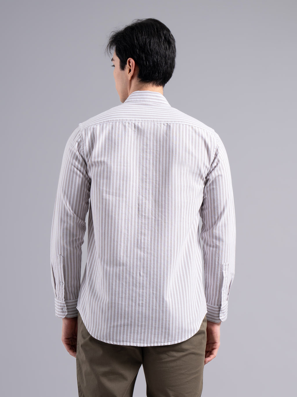 Double-Stripe Cotton Shirt – Maroon