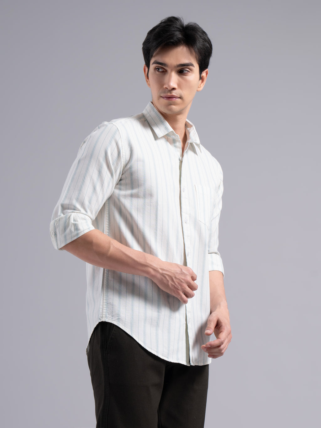 Classic Multi-Stripe Cotton Shirt – Blue