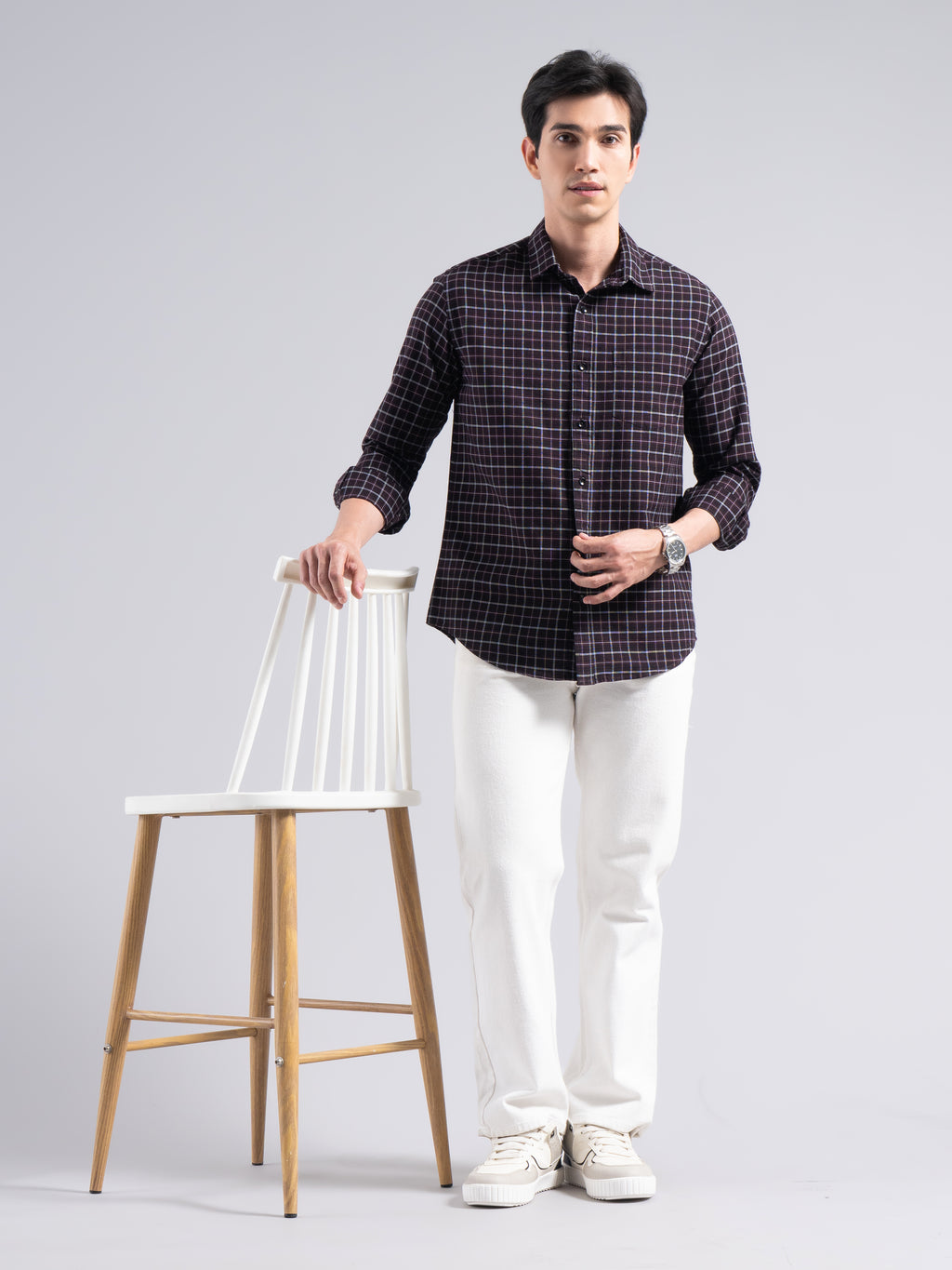 Classic Check Cotton Shirt – Maroon